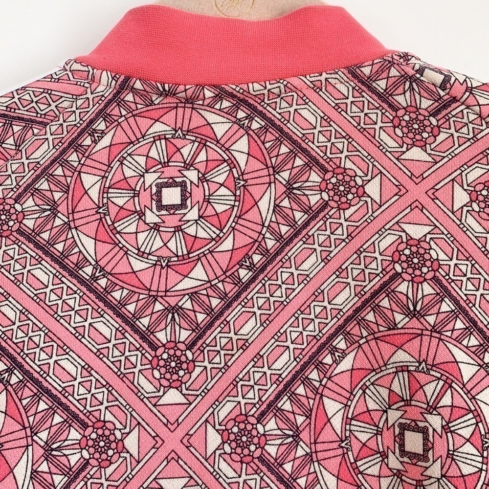 Adidas Pink Geometric Print Zip Up Track Jacket Y2K - Picture 7 of 10